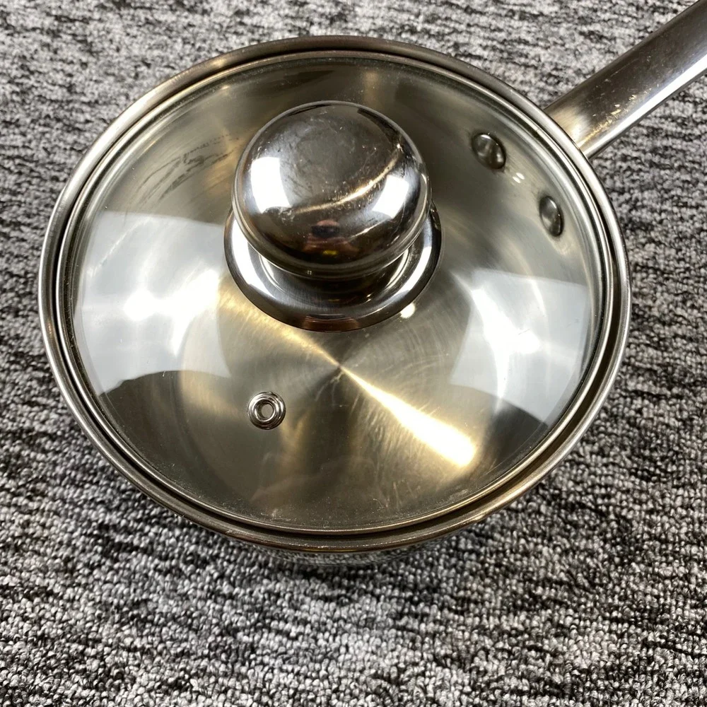 Culinary Edge 2 Qt Saucepan 18 10 Stainless Steel Glass Lid 1.9L